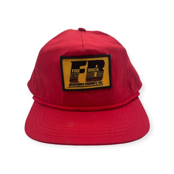 VTG‎ 80s 90s Fire Brick Engineers Company Trucker Snapback Hat Red Baseball Cap - Picture 1 of 8